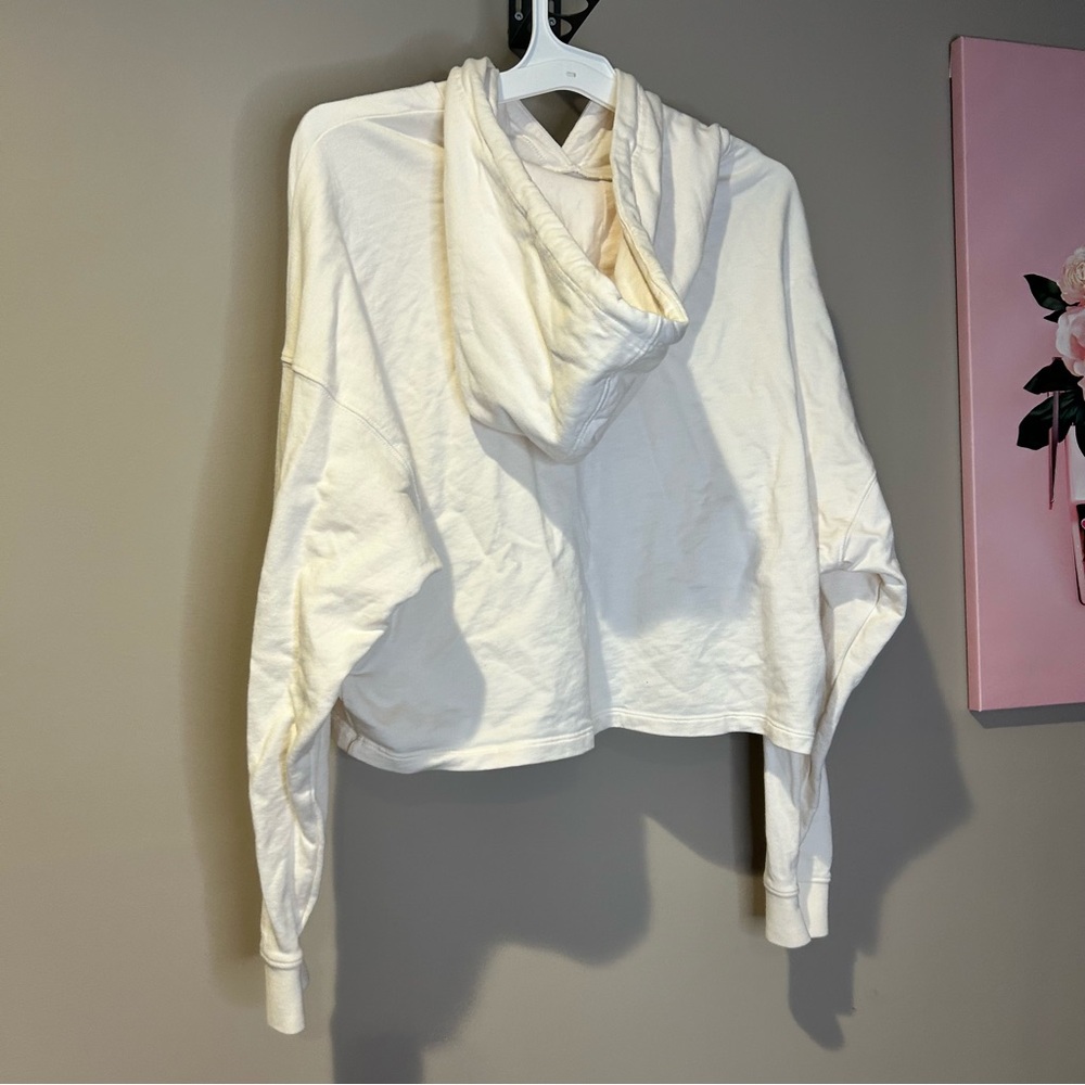 Adidas Original Women's Off-White cropped Hoodie with rhinestones logo size M - Picture 5 of 8